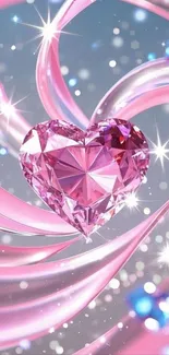 Sparkling pink heart with elegant swirls and glitter.