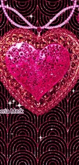 Sparkling pink heart design wallpaper for mobile devices.