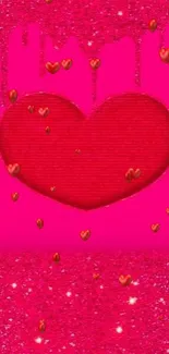 Pink heart wallpaper with sparkling glitter and vibrant design.