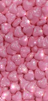 Sparkling pink heart wallpaper with glittery design.