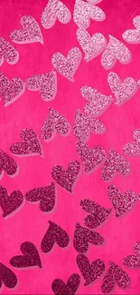 Pink wallpaper with glittering hearts