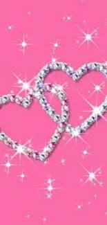 Pink heart wallpaper with sparkling glitter.