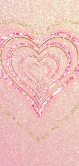 Sparkling pink heart wallpaper with glittery details.