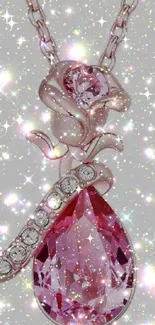 Elegant pink rose jewelry with shimmering sparkle effect.