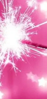 Bright pink wallpaper with sparkling firework design, ideal for celebrations.