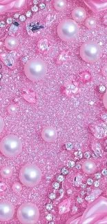 Sparkling pink pearl and crystal wallpaper.