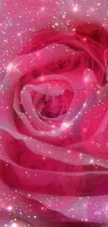 Sparkling pink rose wallpaper with glitter accents.