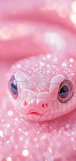 Sparkling pink snake with glittery background
