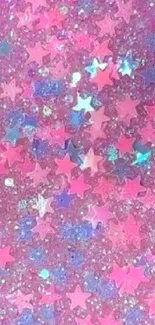 Glittery pink starry phone wallpaper with a sparkling effect.