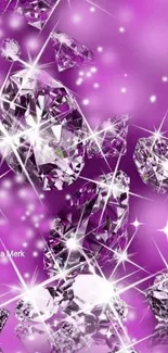 Stylish purple diamond wallpaper with sparkling gemstones.