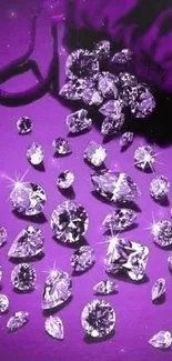 Scattered purple diamonds on a deep violet background, creating a luxurious look.