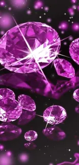 Sparkling purple gemstones on a dark background.