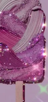 Purple ice cream with sparkling accents on wallpaper.