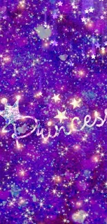 Purple princess wallpaper with glittering stars.