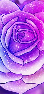 A sparkling purple rose wallpaper art.