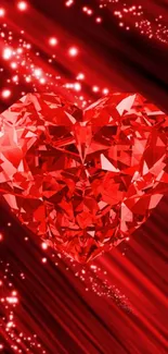 Sparkling red gemstone heart wallpaper design