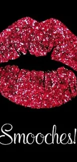 Sparkling red lips on a black background, stylish wallpaper.