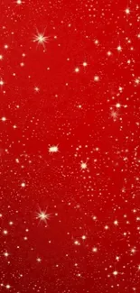 Sparkling red starry wallpaper with small shimmering stars.