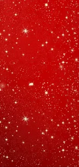 Red starry night wallpaper with twinkling stars.