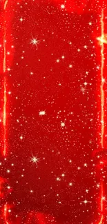 Red starry wallpaper with sparkling stars on a vibrant red background.