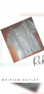 Sparkling silver sequin top with wooden background and colorful accents.