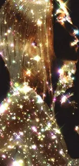 Mobile wallpaper of a sparkling silhouette with colorful lights.