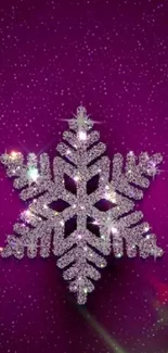 Purple wallpaper with a sparkling snowflake design.