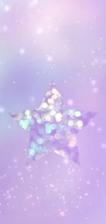 Pastel mobile wallpaper with a sparkling star and lavender hues.