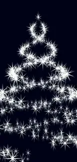 Dazzling starry Christmas tree on a navy background.