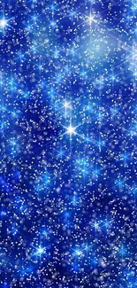 Blue starry night sky wallpaper with sparkling celestial patterns.