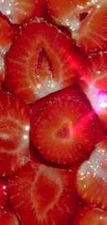 Dazzling strawberry slices with glittering highlights