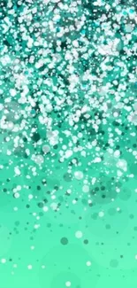 Turquoise glitter wallpaper with bokeh effect sparkling on mobile background.