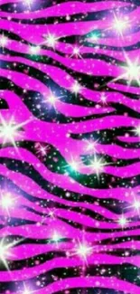 Vibrant pink zebra pattern with stars.