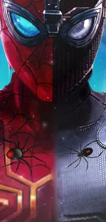 Dual spider hero suit art wallpaper for mobile devices.