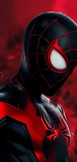 Red and black Spider-Man wallpaper with dramatic tones.