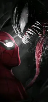 Spider-Man and Venom face off in dramatic mobile wallpaper.