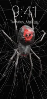 A spider on its web with a dark background, perfect for mobile wallpaper.