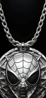 Silver spider pendant on chain necklace.