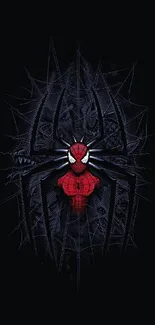 Dynamic Spider-Man wallpaper with spider emblem and webbed design on a dark background.