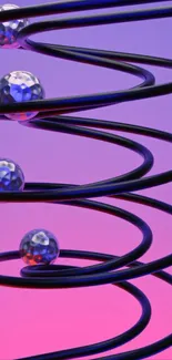 Spiral with crystal spheres on gradient background wallpaper.