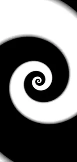 Black and white spiral pattern wallpaper enhancing depth.