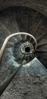 Intricate spiral staircase design with textured steps and shadows.