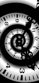 Spiral time clock in black and white.