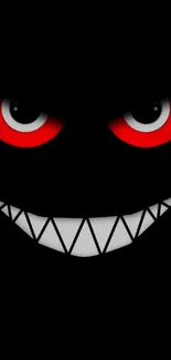 Dark wallpaper with red eyes and a sinister smile.