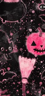 Spooky Halloween wallpaper with pink accents.