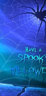 Spooky Halloween wallpaper with spider and web