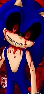 Spooky Sonic the Hedgehog with blood effects.