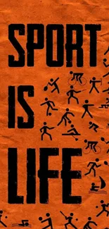 Sport is Life wallpaper with orange background and sport figures.