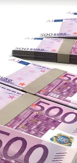 Wallpaper of stacked 500 Euro banknotes in high resolution.