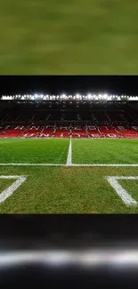 Football stadium night view with vibrant green pitch.